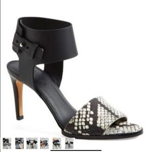 Vince Antonia Black/Python Leather Sandals Pumps